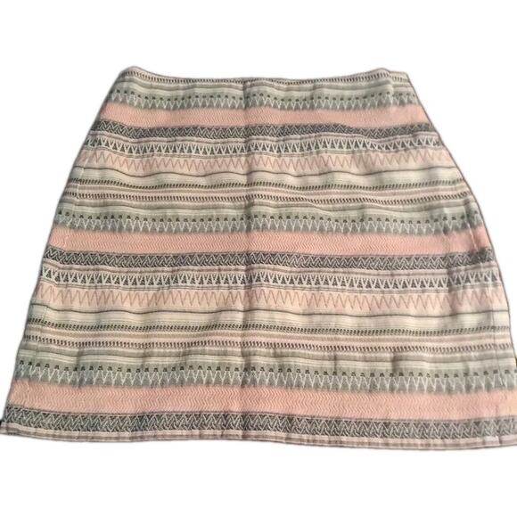 LOFT Dresses & Skirts - Loft Striped Tribal Aztec Pink Striped A-Line Skirt Size 6 Grosgrain